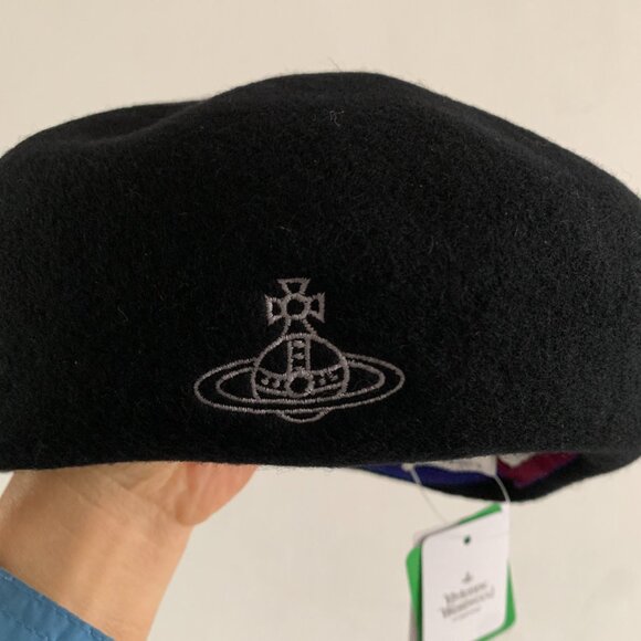 Vivienne Westwood Wool Beret Hat Black main image 4